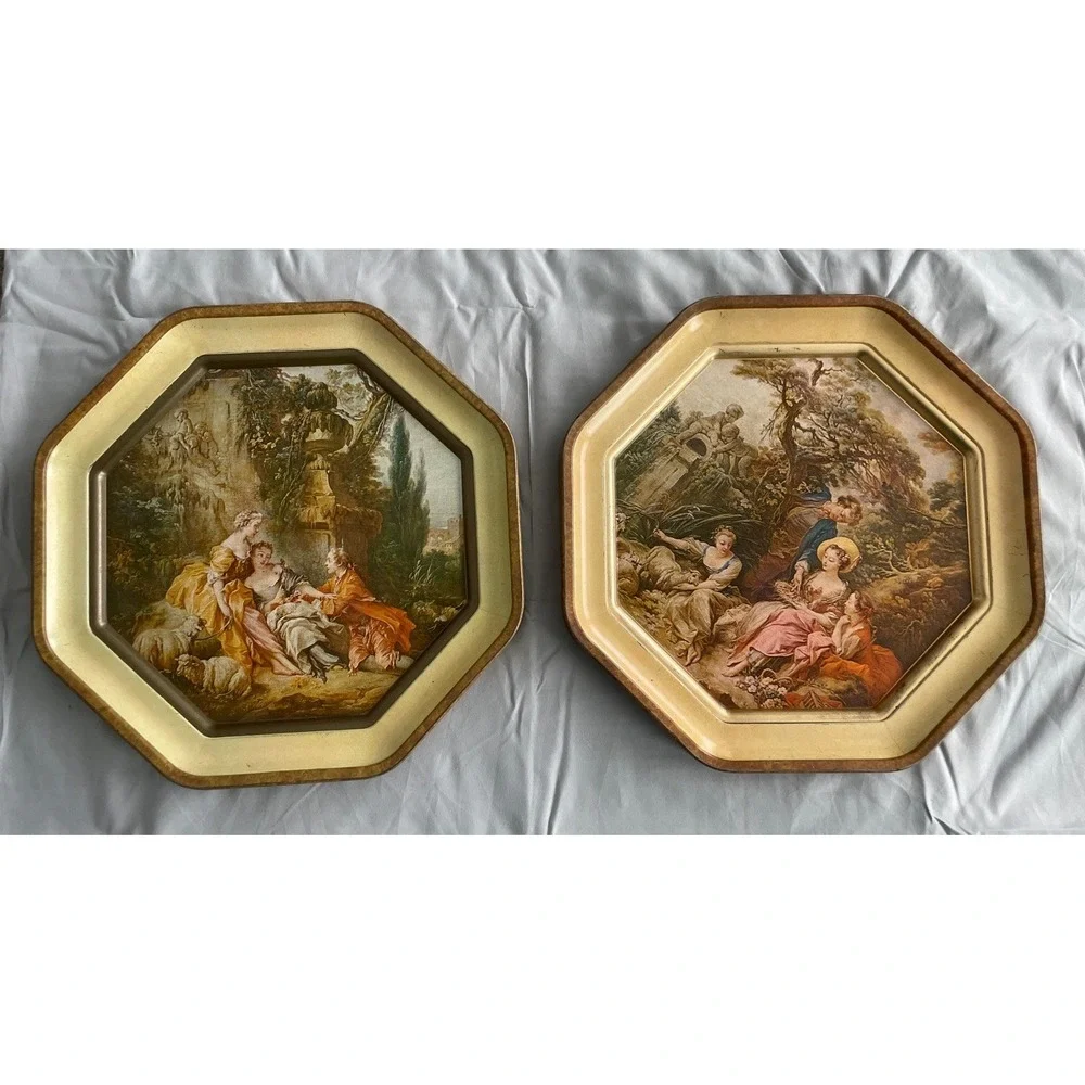 Vtg Sunshine Biscuit Tin Francoise Boucher Charms‎ of Country Living & The Nest